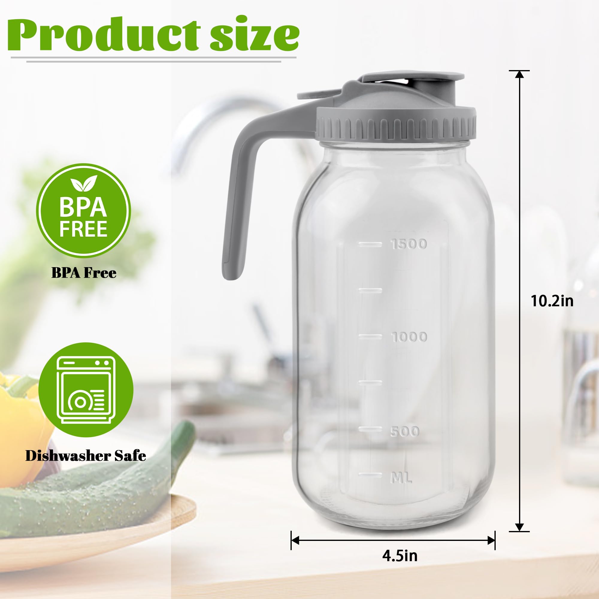Tinaforld 2-pack glass pitcher with thickened glass for daily use