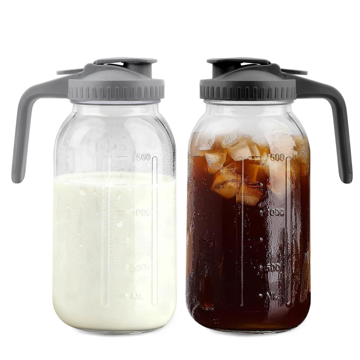 Tinaforld 64oz glass pitcher with rotating lid for smooth, leak-free pouring