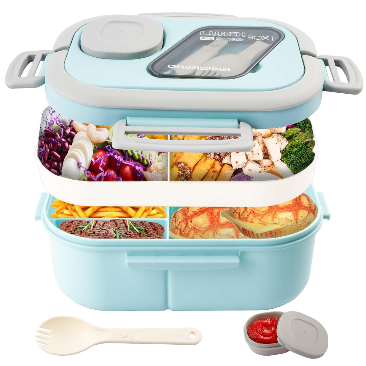 Tinaforld bento box with blue lid for on-the-go lunches