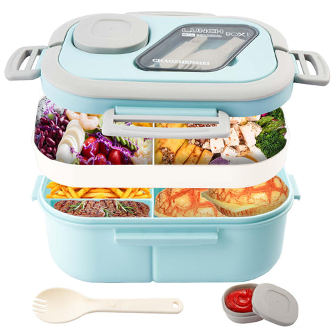 Tinaforld bento box with blue lid for on-the-go lunches