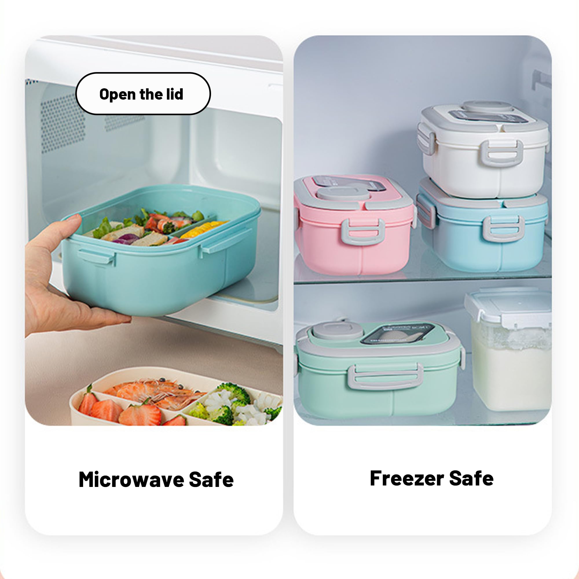 Built-in reusable fork and spoon slot for convenient meals