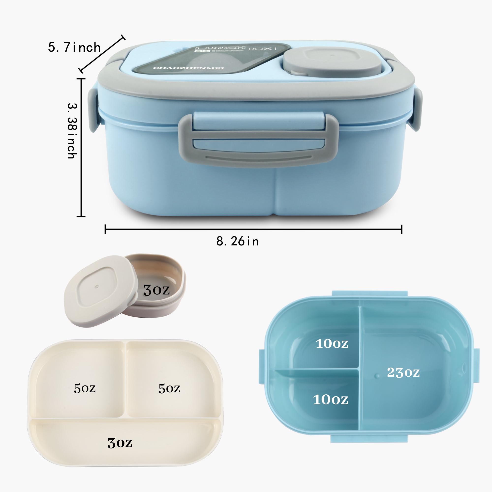 Six-compartment layout keeps foods organized and separated