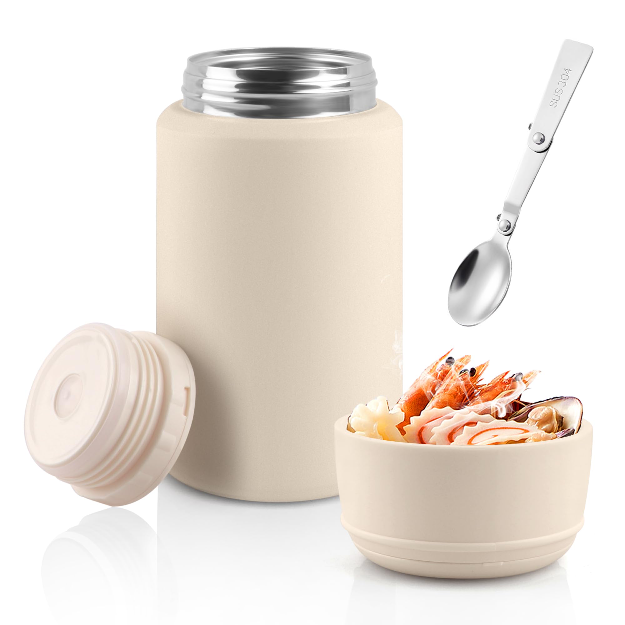 Tinaforld Thermo 25oz hot-meal jar with handle spoon keeps meals reliably warm during commutes