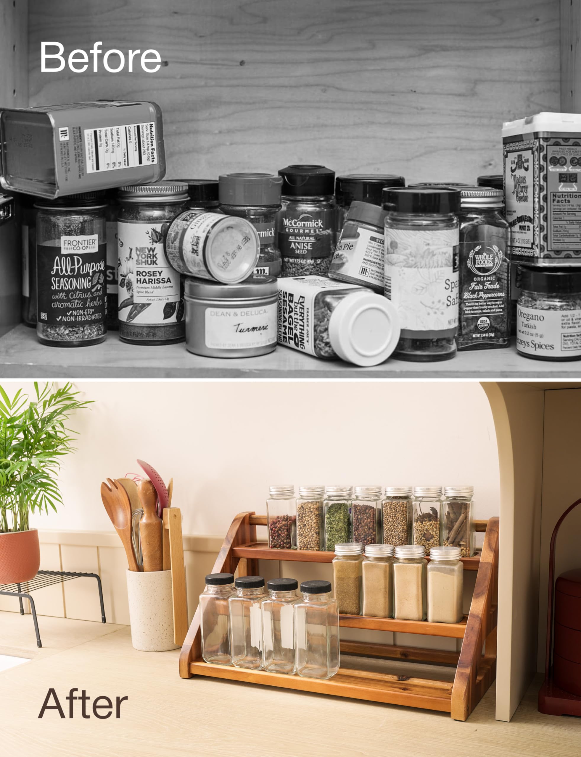 Tinamo 3-tier spice rack for easy access and display.