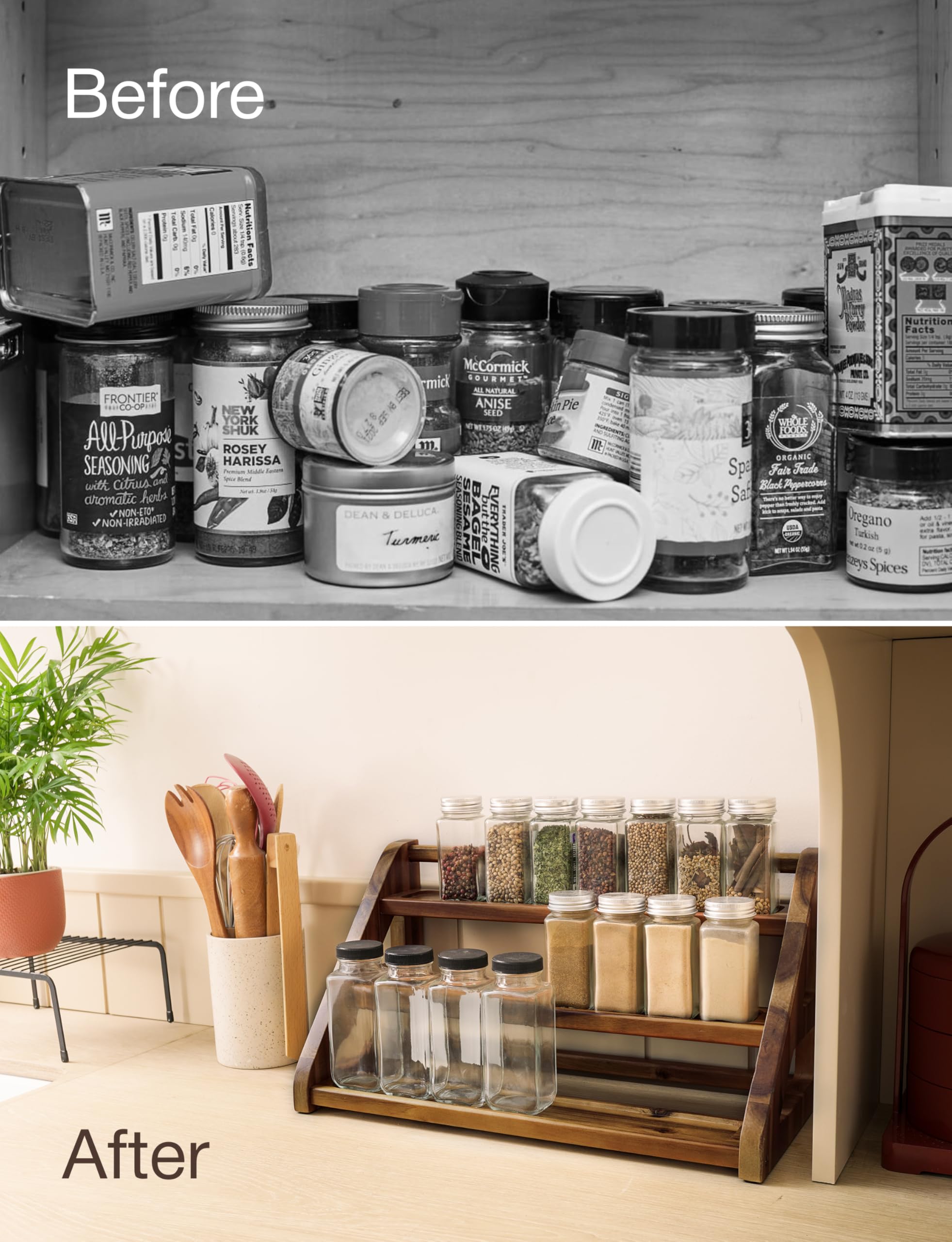 Tinamo Acacia spice rack easy assembly setup for fast use