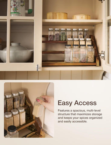Tinamo Acacia spice rack wood tray design adds elegant storage touch