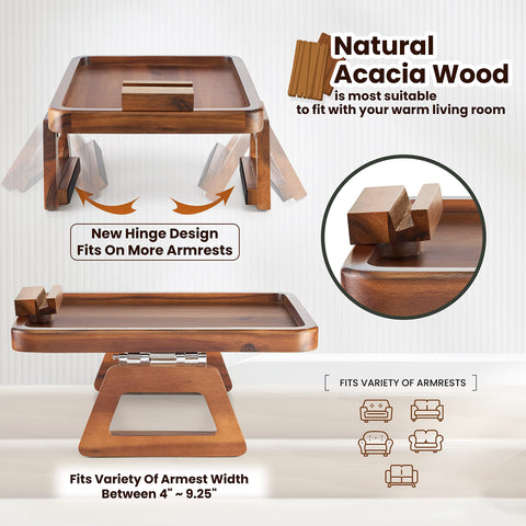 Foldable legs shown helping balance on a soft sofa.