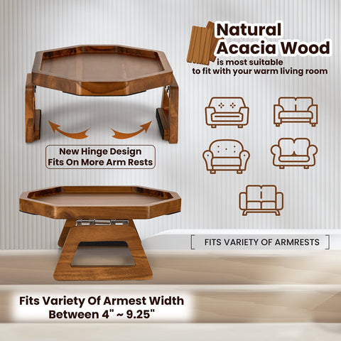 Tinamo Acacia tray features wide-leg support for a stable surface during snacks.