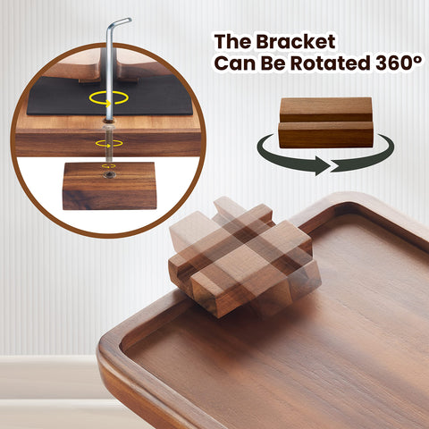 Natural acacia wood grain highlighting warmth and durability.