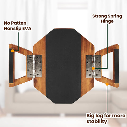Tinamo sofa tray's non-slip pad protects upholstery while holding drinks.