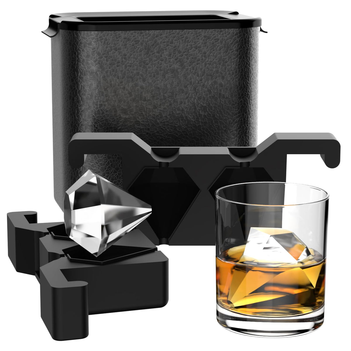 TINANA Clear Diamond Ice Tray creating two crystal ice balls for whiskey