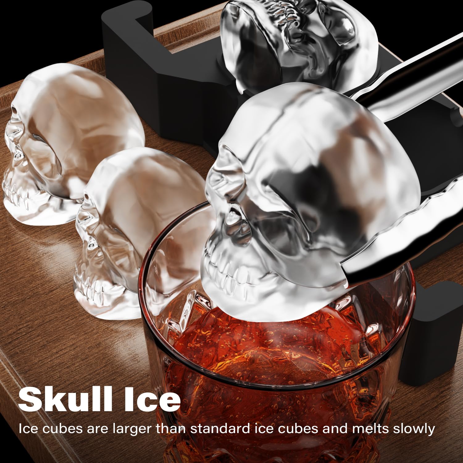 TINANA skull ice balls tray with easy-release silicone design for smooth removal.