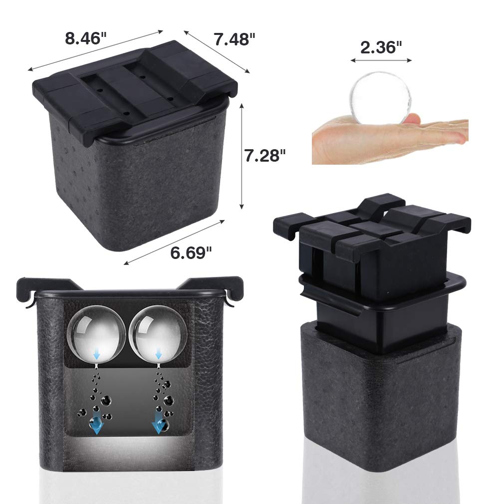 Close-up of glossy, clear Tinana ice spheres ready for sipping