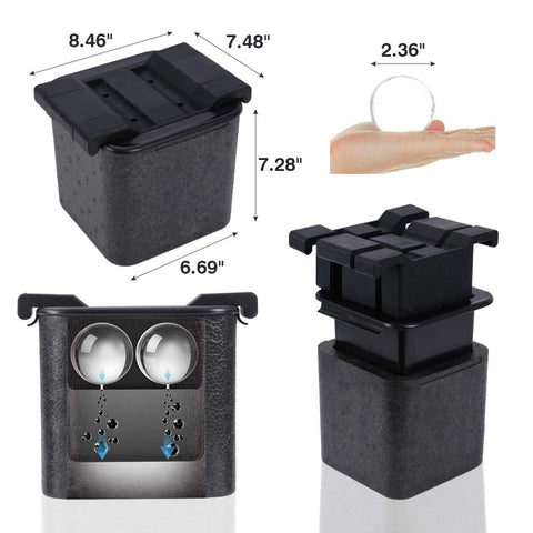 Close-up of glossy, clear Tinana ice spheres ready for sipping