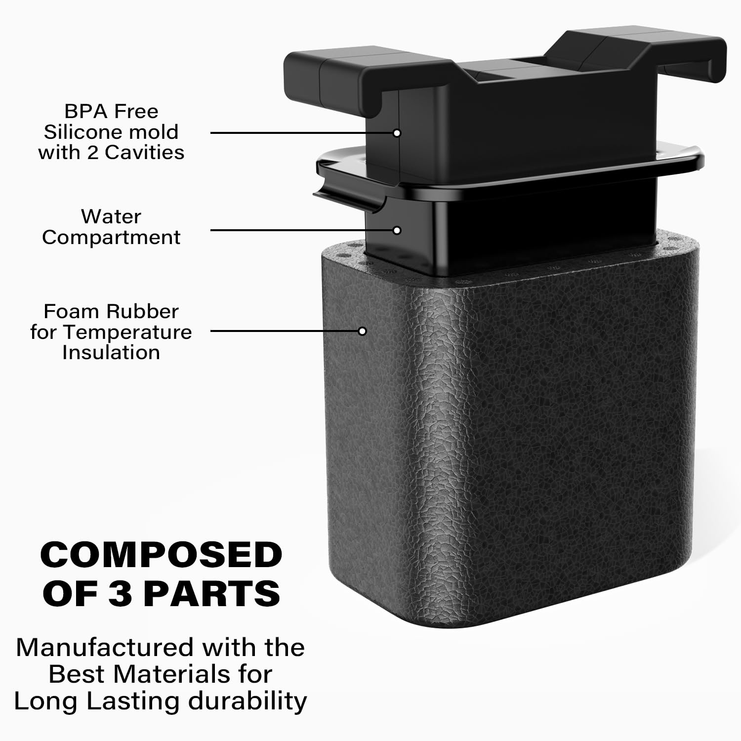 TINANA durable silicone tray for cocktail ice with non-stick release.