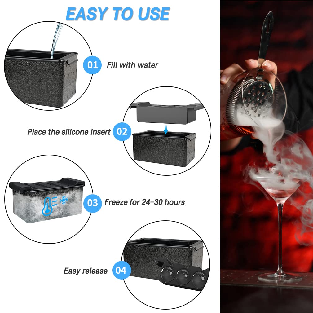TINANA clear ice spheres ideal for whiskey and cocktails