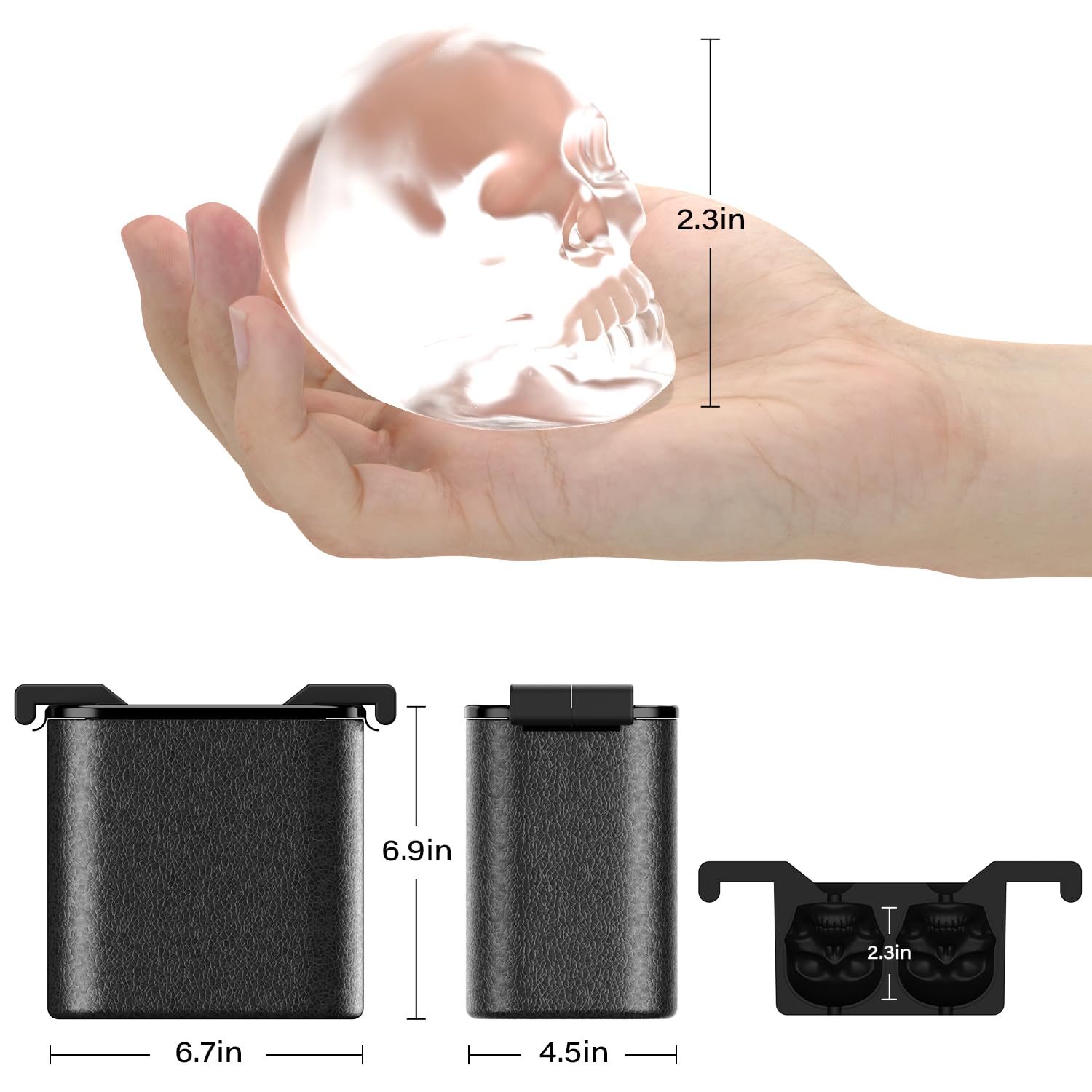 TINANA two-and-a-half-inch skull ice sphere provides slow melting for drinks.