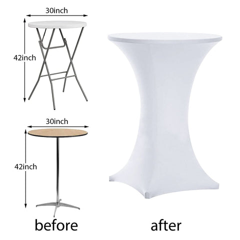 Tina's 4 Pack spandex tablecloth is machine washable for reuse