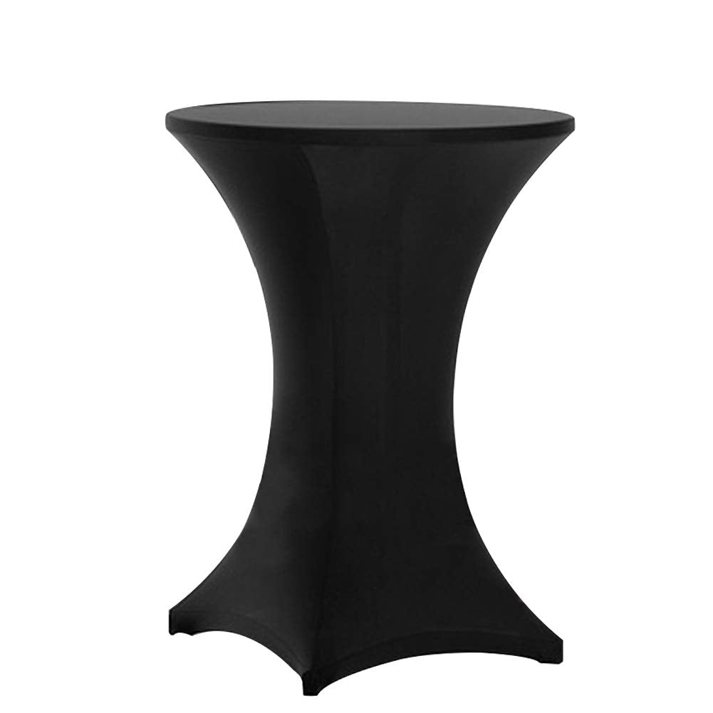 Tina's spandex cover shows side drape for a polished event table setting