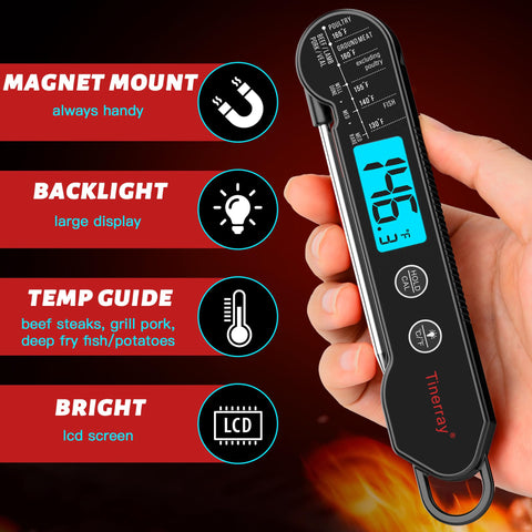 Tinerray thermometer durable ABS body — withstands kitchen drops.