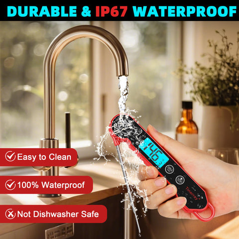 Tinerray IP67 waterproof thermometer easy to rinse after cooking