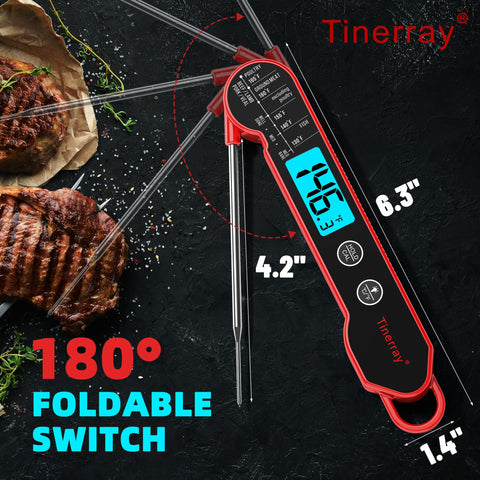 Tinerray thermometer with large backlit display for night visibility