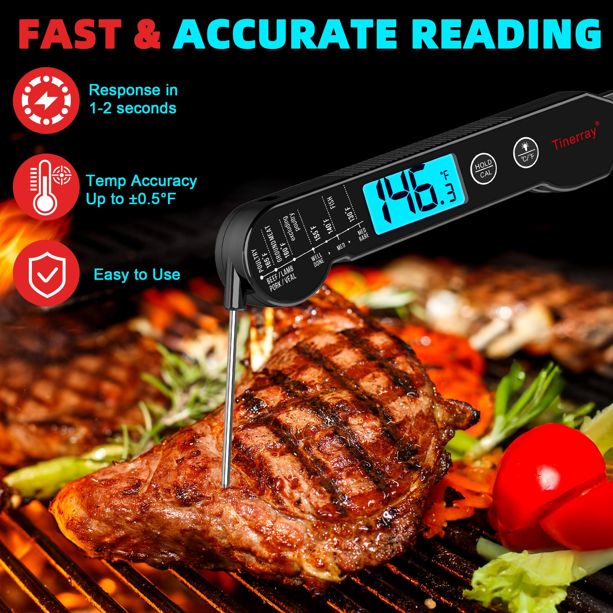 Tinerray thermometer auto on/off — convenient motion-activated operation.