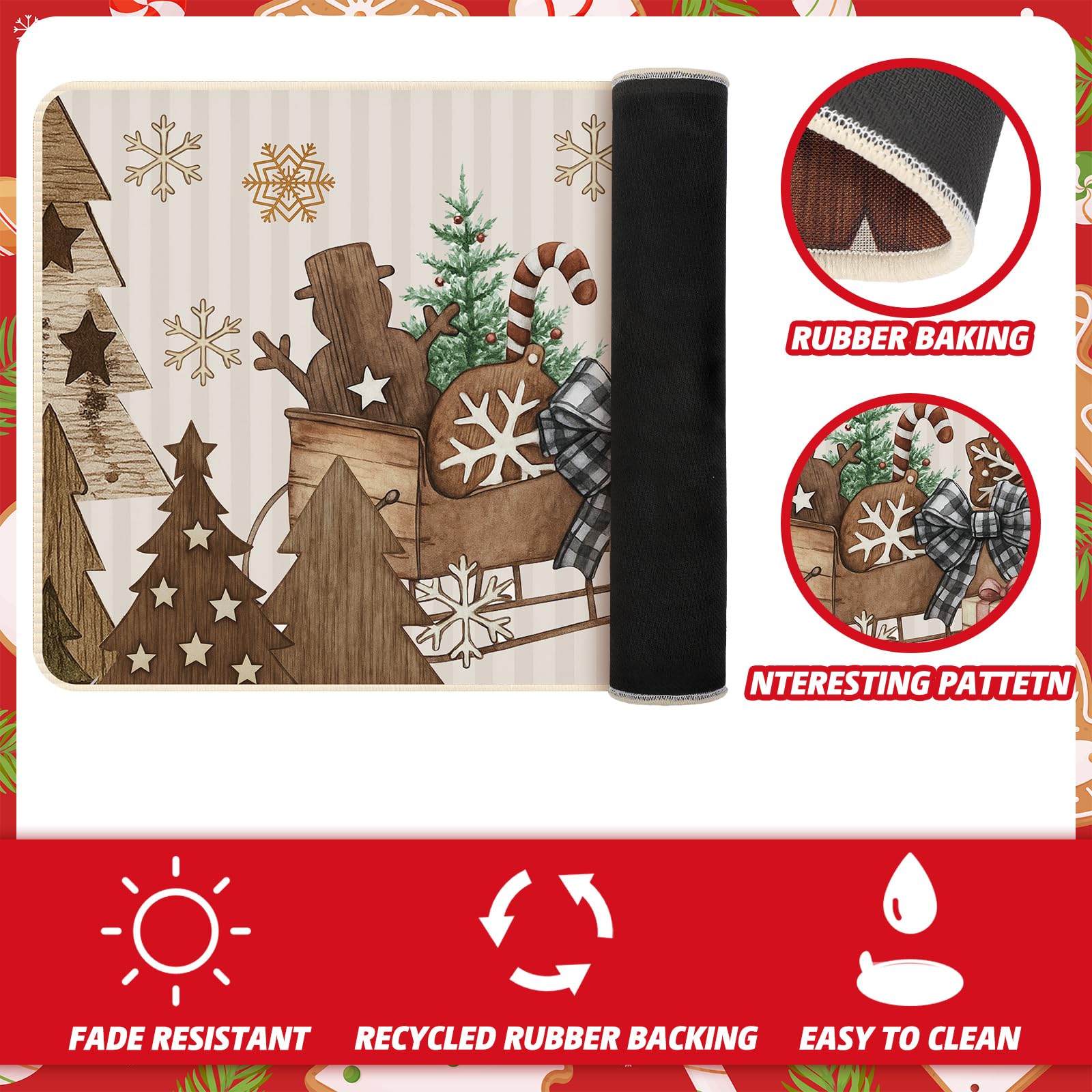 Tinideya Christmas kitchen mat long snow-sleigh motif adds festive charm to the kitchen