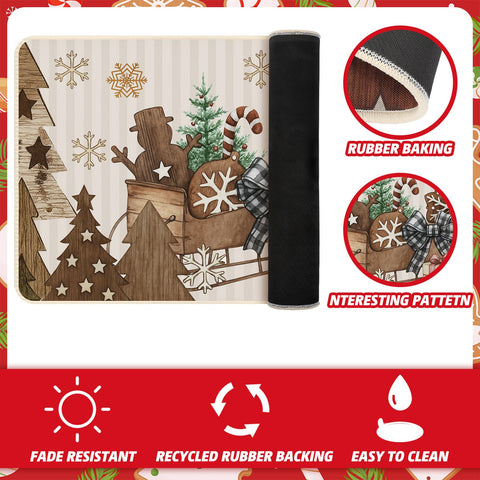 Tinideya Christmas kitchen mat long snow-sleigh motif adds festive charm to the kitchen