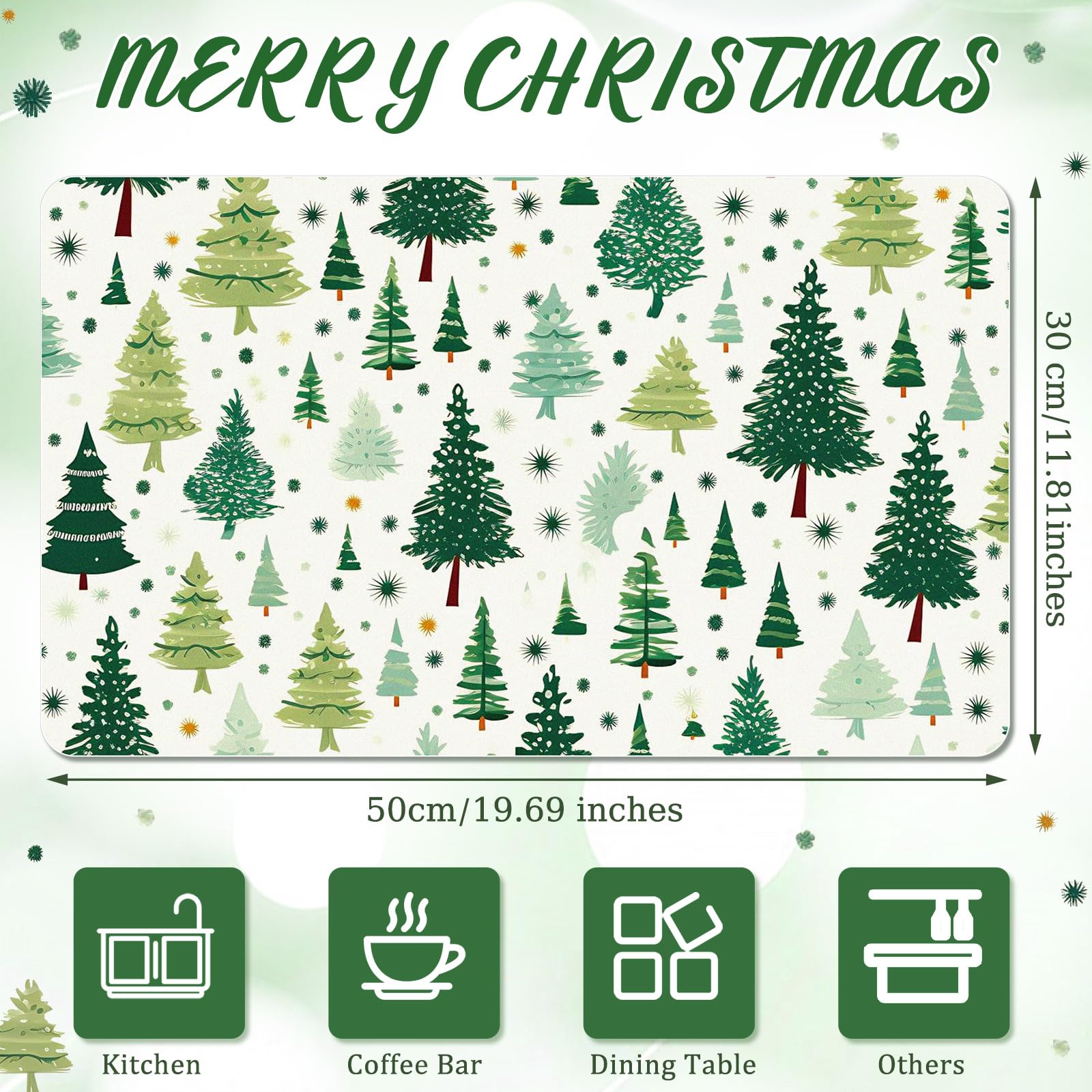 Tinideya winter kitchen counter mat adds festive style while drying dishes.
