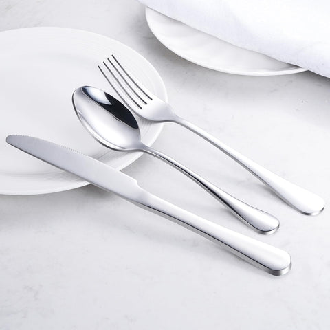 Tinina dishwasher-safe stainless steel flatware for easy cleaning after meals.