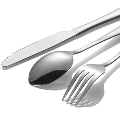 Tinina mirror-polished flatware close-up, showing smooth edges for safe dining.