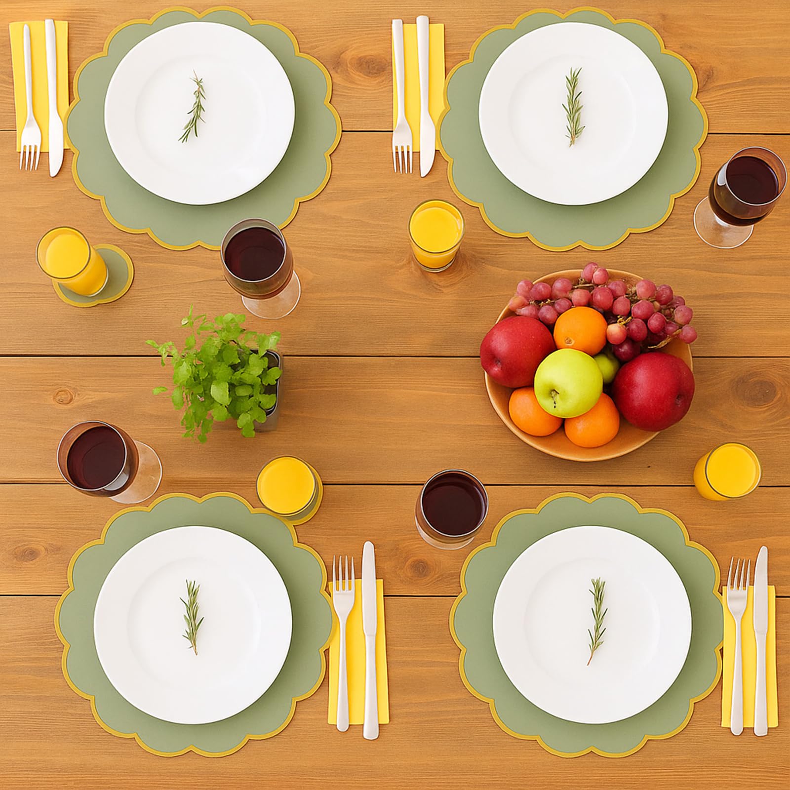Tinlade placemats protect tabletops during casual or formal events