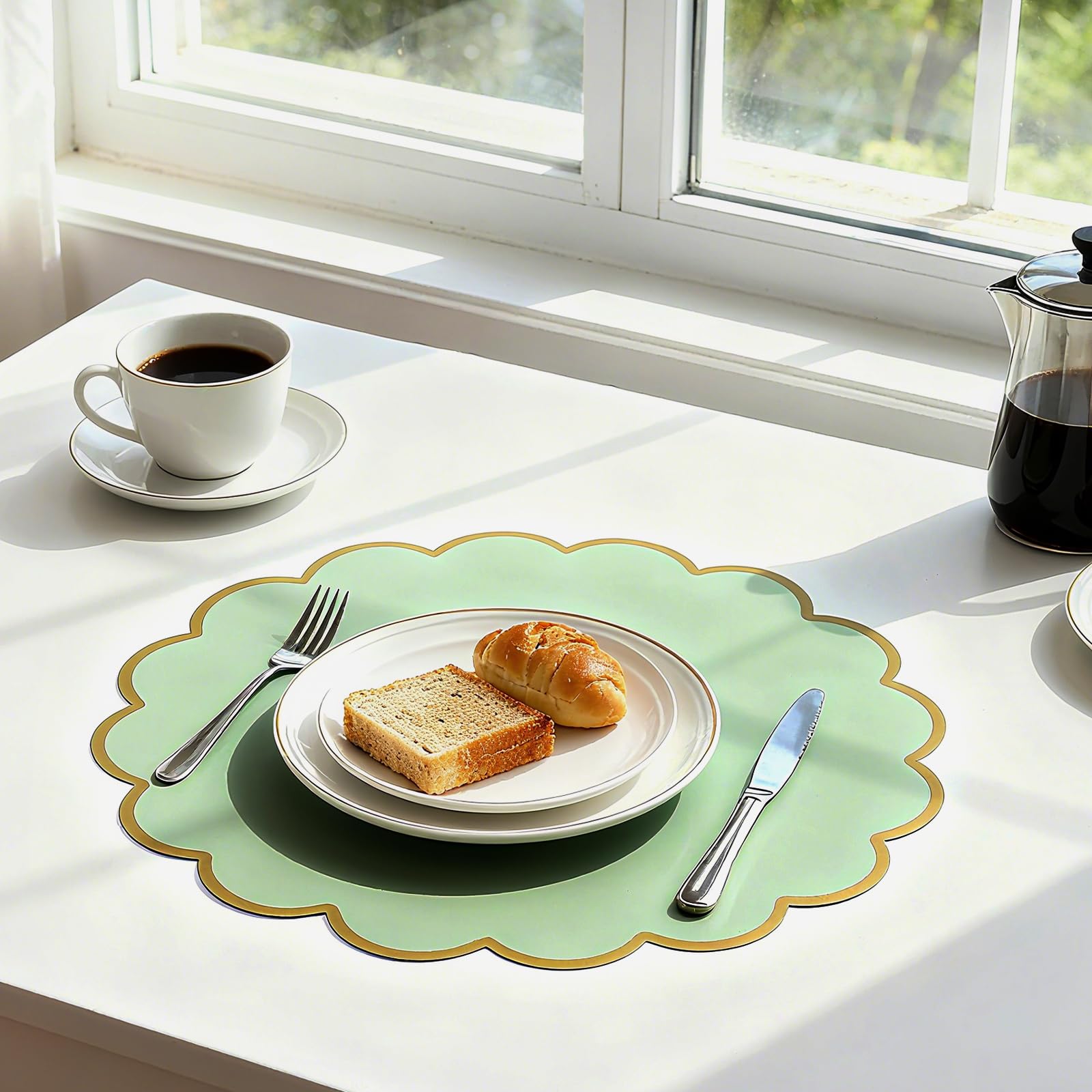 Tinlade sage green placemats suit weddings and celebrations beautifully