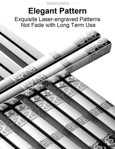 TINMARDA metal chopsticks with laser-engraved pattern for long-lasting style.