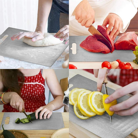 Dough rolling on Tiomion titanium cutting board