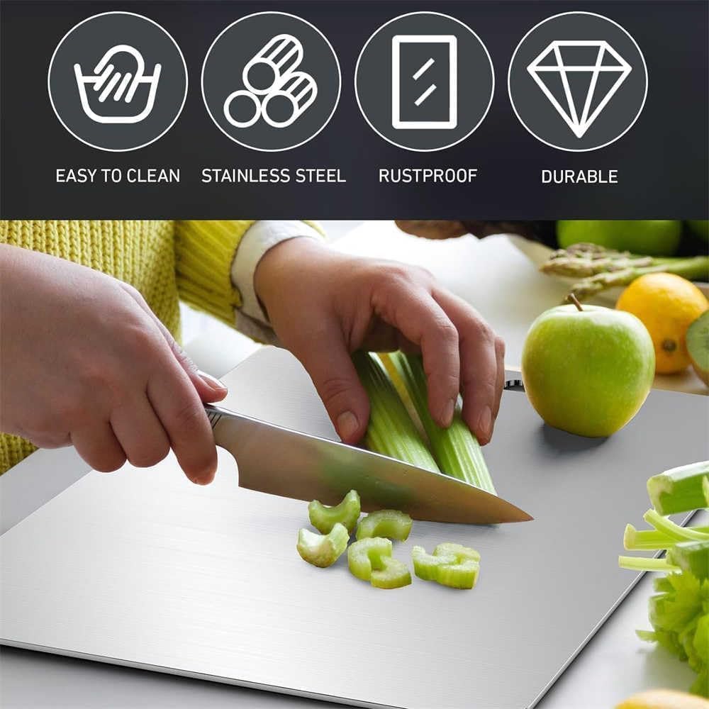 Tiomion titanium cutting board 1-7mm thickness, sturdy surface for heavy chopping.