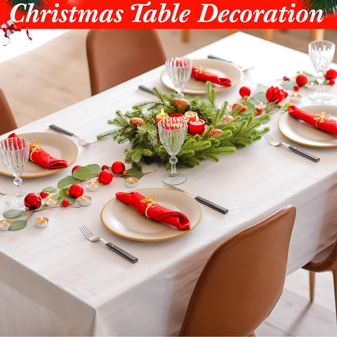 Tioncy 24pc napkin ring set completes a coordinated Christmas tablescape.