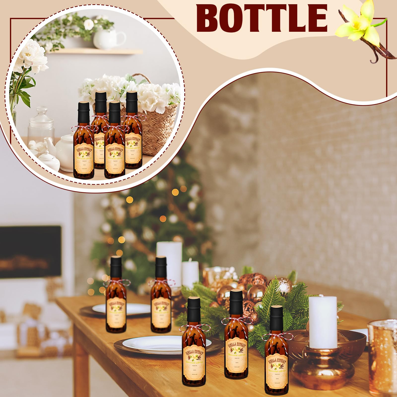 Tioncy brown glass 5 oz bottle ideal for extracts and sauces