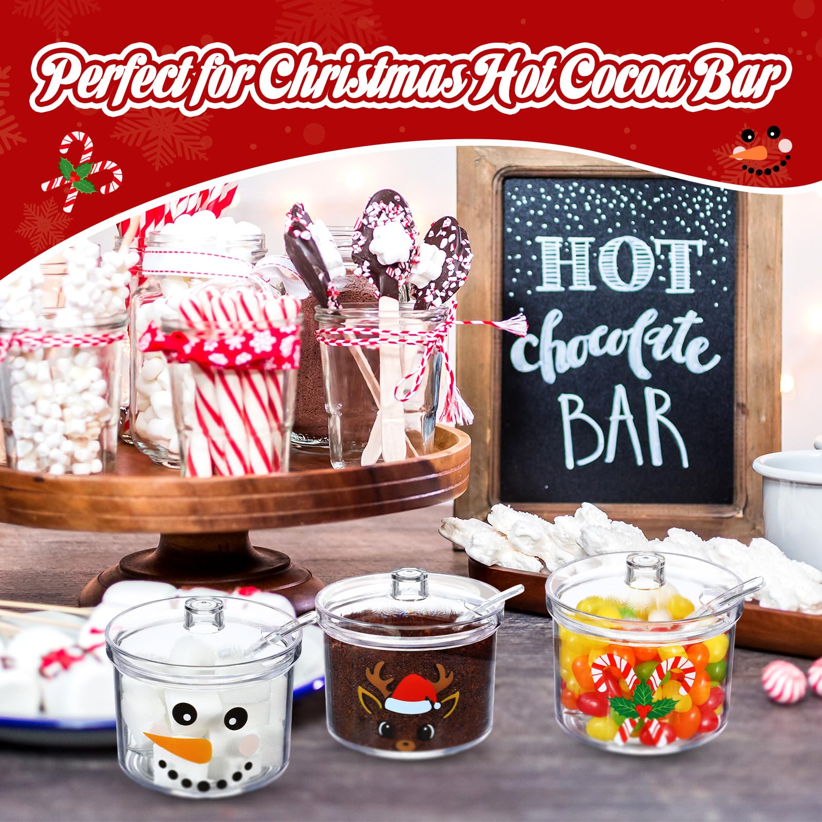 Tioncy candy cane design sugar bowl for holiday cocoa moments