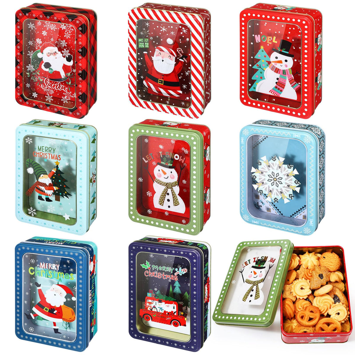 Tioncy Christmas cookie tin with Santa design, ideal for festive gift cookies