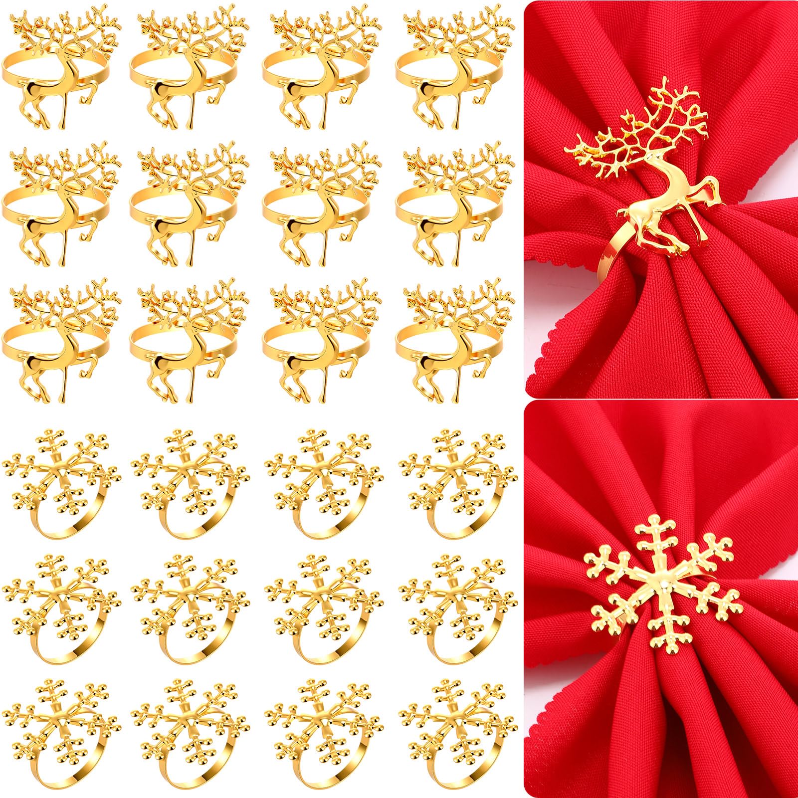 Tioncy deer napkin ring in gold finish enhances festive tables.