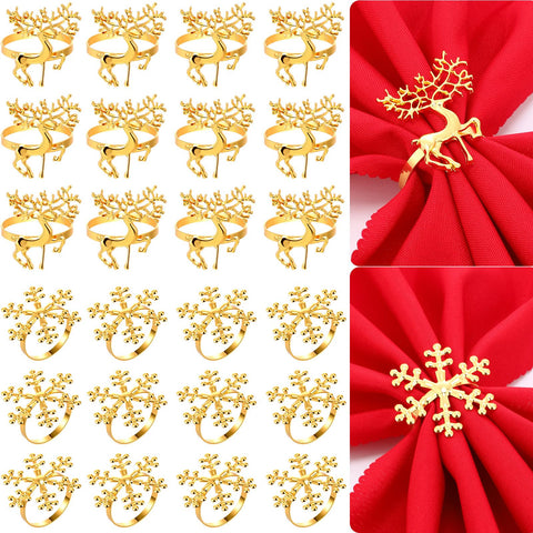 Tioncy deer napkin ring in gold finish enhances festive tables.