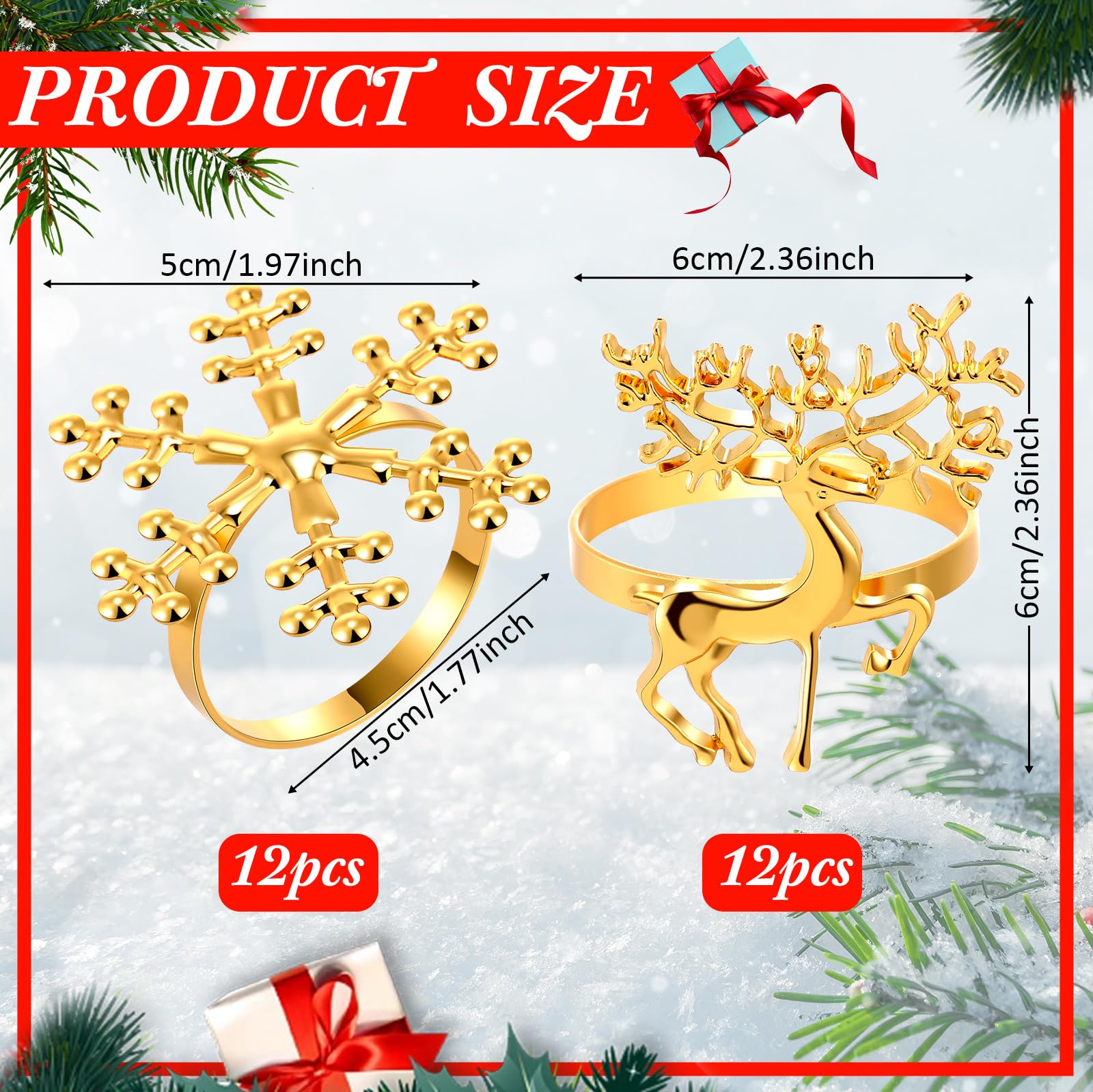 Tioncy snowflake napkin ring adds elegant sparkle to meals.