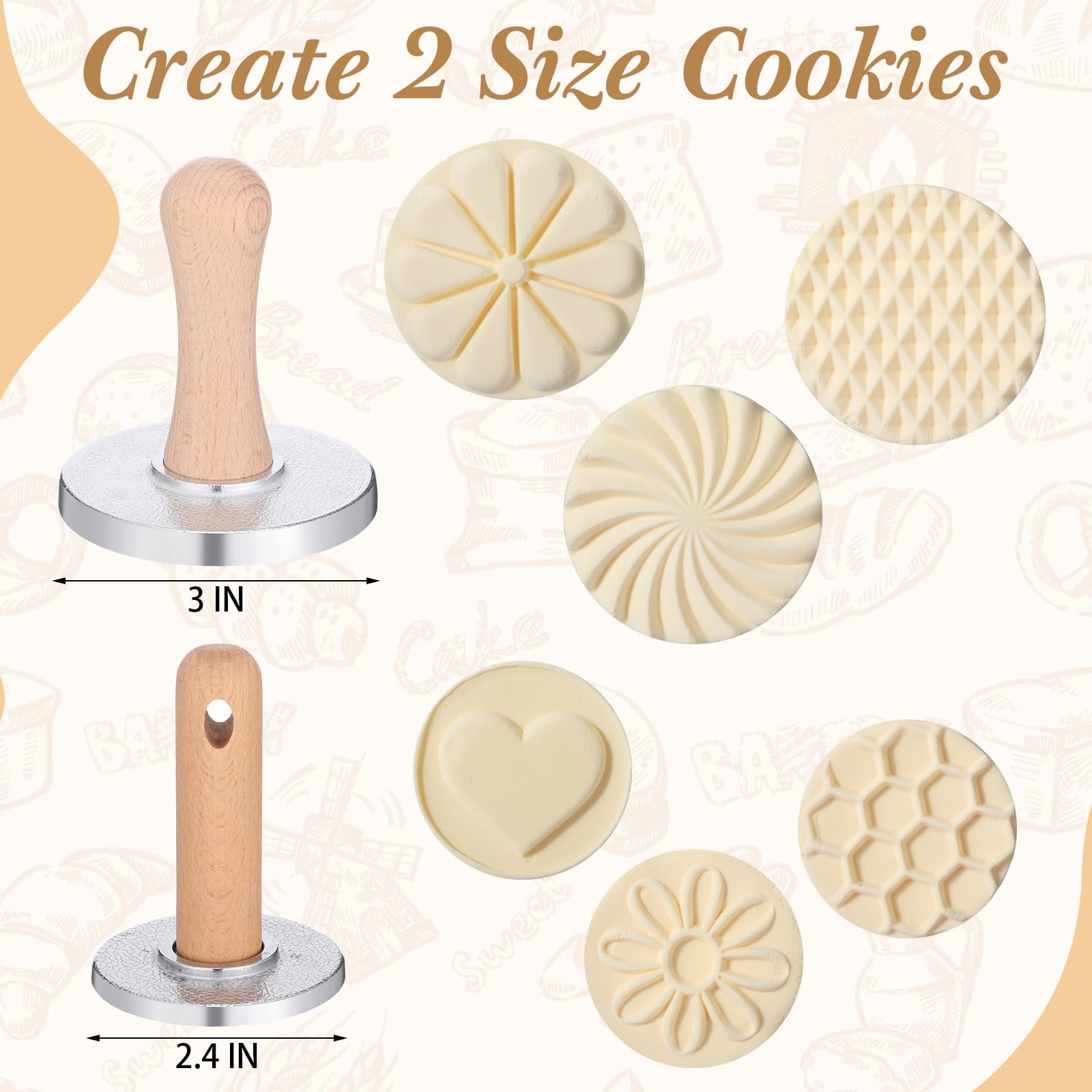 Tioncy cookie embosser with wooden handle for a comfortable grip during decorating