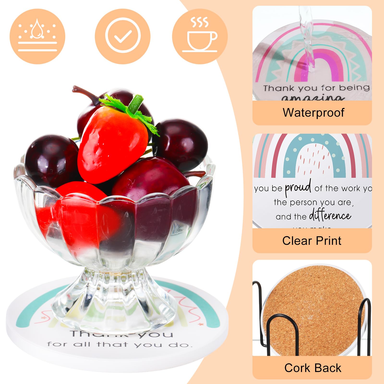 Tioncy cork-back coaster protects surfaces from scratches.