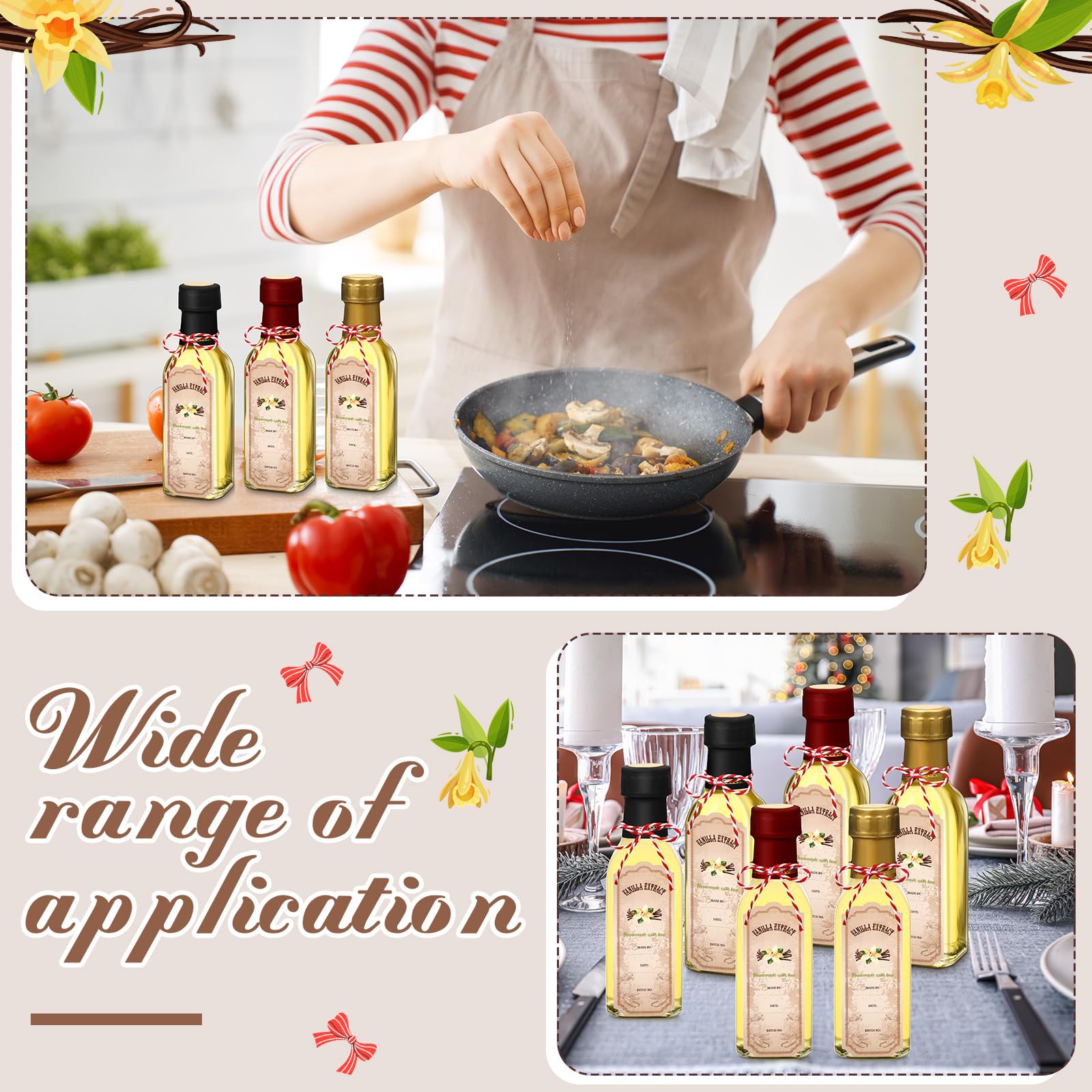 Tioncy vanilla label sticker on light brown label aids in labeling