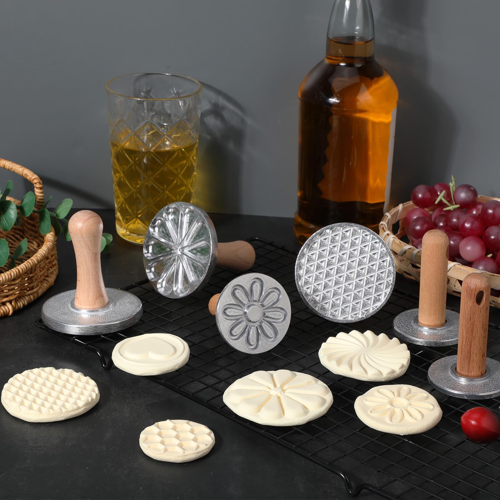 Tioncy cookie stamps emboss decorative designs on pastries and shortbread