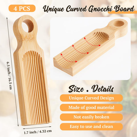 Tioncy 4-piece gnocchi board set, compact beech wood for easy storage