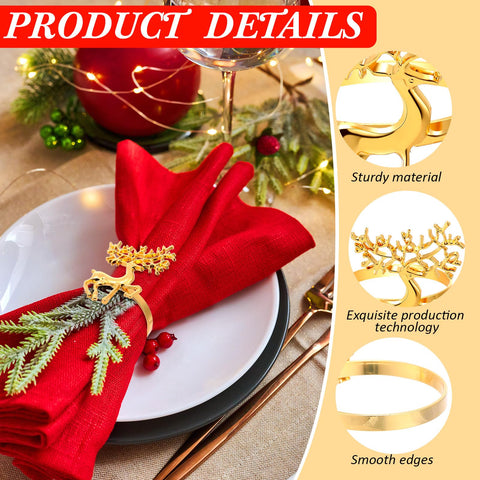 Tioncy gold napkin ring on a green place setting elevates the table.